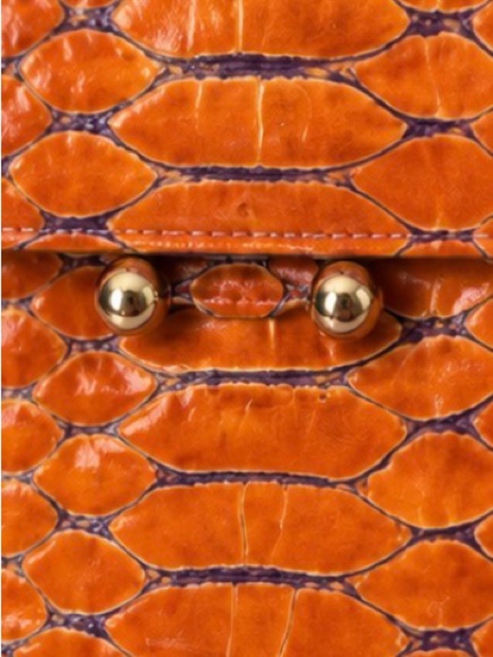 MCM Orange Exotic Embossed Leather Chain Shoulder Bag Clutch - Picture 5 of 5
